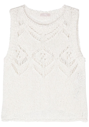LIU JO sequined open-knit tank top - White