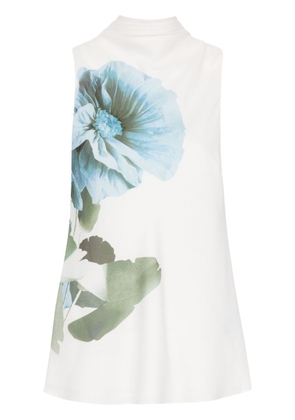 Ted Baker flower-print sleeveless blouse - White