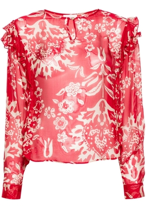 LIU JO floral-print sheer blouse - Red