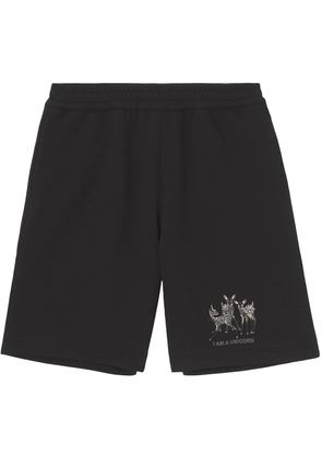 Burberry embroidered deer track shorts - Black