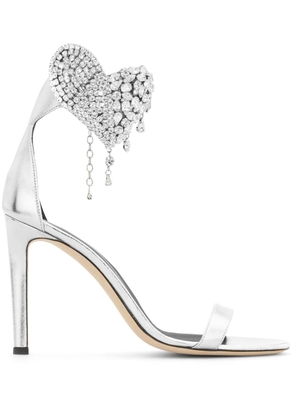 Giuseppe Zanotti Amour 105mm leather sandals - Silver