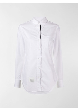 Thom Browne logo-patch button-down shirt - White
