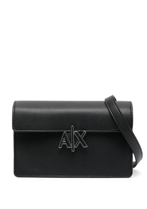 Armani Exchange logo-plaque flap crossbody bag - Black