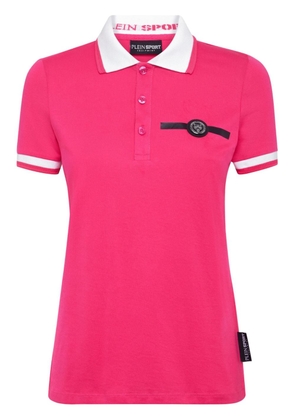 Plein Sport logo-appliqué cotton polo shirt - Pink