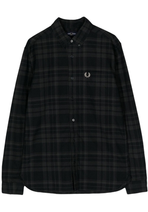 Fred Perry logo-embroidered check-print shirt - Black