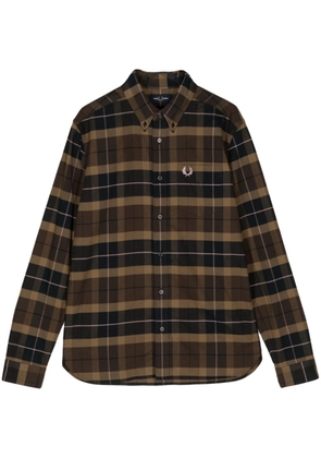 Fred Perry embroidered-logo check-print shirt - Brown