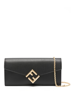 FENDI FF-plaque leather wallet - Black