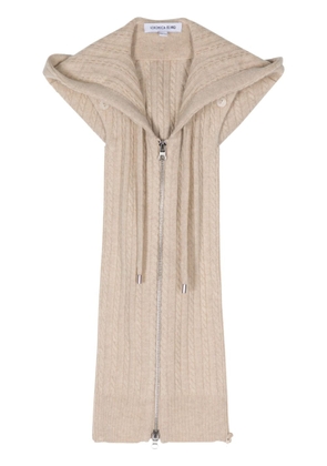 Veronica Beard cable-knit sleeveless hooded jacket - Brown