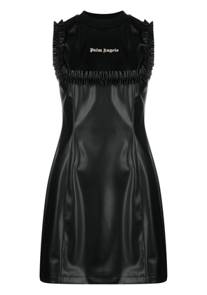 Palm Angels logo-print faux-leather minidress - Black