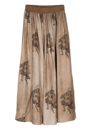 Uma Wang Gillian renaissance-print skirt - Brown