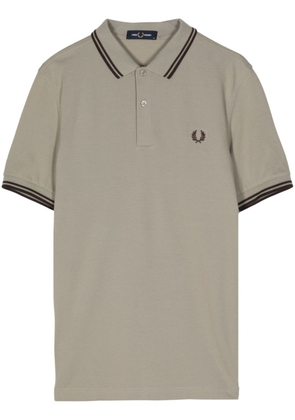 Fred Perry embroidered-logo cotton polo shirt - Neutrals