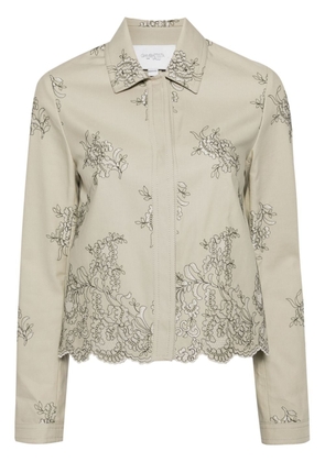 Giambattista Valli floral-embroidered twill shirt - Grey