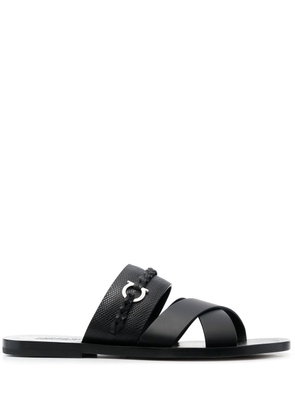 Ferragamo Gancini-embellished leather sandals - Black