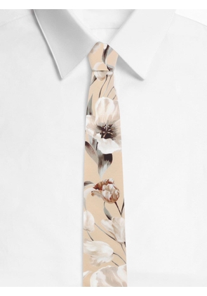 Dolce & Gabbana floral-print cotton tie - Neutrals
