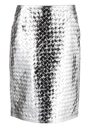 Bottega Veneta Intrecciato pencil skirt - Silver