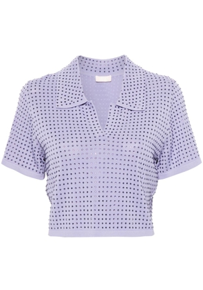 LIU JO crystal-embellished knitted polo shirt - Purple