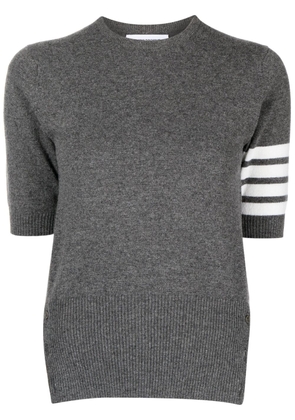 Thom Browne signature 4-Bar stripe short-sleeve cashmere top - Grey