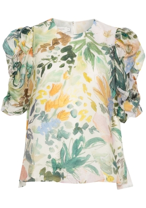 Ted Baker botanical-print chiffon blouse - White