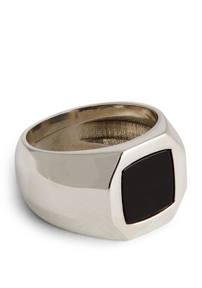 Emanuele Bicocchi Sterling Silver And Onyx Chevalier Ring