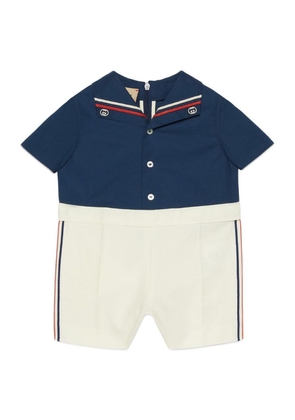Gucci Kids Cotton Embroidered Playsuit (3-24 Months)