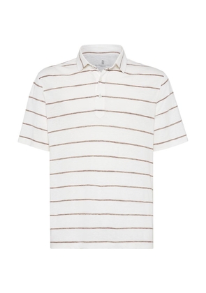 Brunello Cucinelli Linen-Cotton Striped Polo Shirt