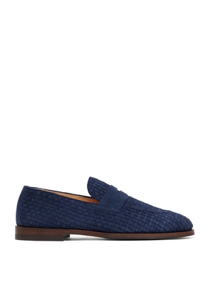 Brunello Cucinelli Suede Woven Penny Loafers