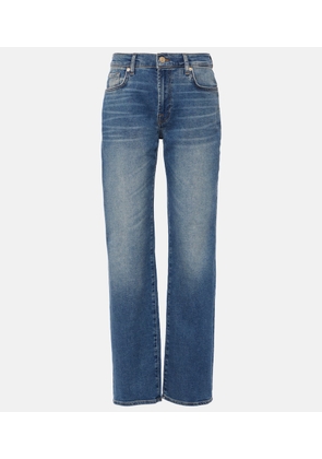 7 For All Mankind Ellie high-rise cotton-blend straight jeans