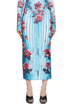Jean Paul Gaultier Blue & Red Flower Body Morphing Maxi Skirt