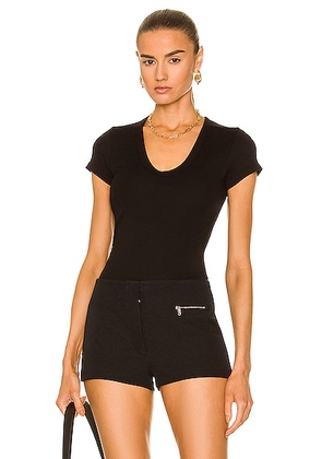 Enza Costa Supima Cotton Cap Sleeve Top in Black - Black. Size L (also in M, S, XS).
