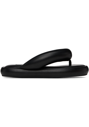 Fiorucci Black Vegan Leather 'Fluff Flops' Sandals