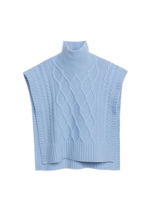 Cable-Knit Wool Collar - Blue