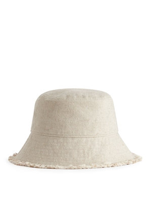 Linen Blend Bucket Hat - Beige