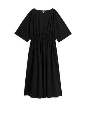 Wide Cotton Dress - Black