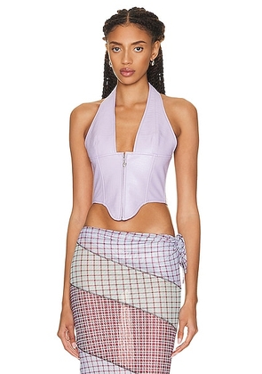 Miaou Mara Corset in Lilac Snakeskin Leather - Lavender. Size XL (also in ).