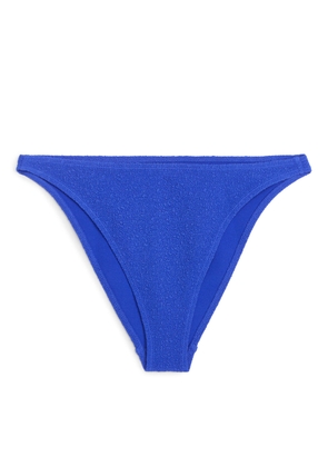 High-Waist Textured Bikini Briefs - Blue
