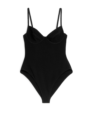 Wired Crinkle Swimsuit - Black