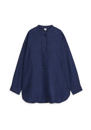 Pop-Over Linen Shirt - Blue