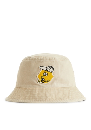 Embroidered Bucket Hat - Beige