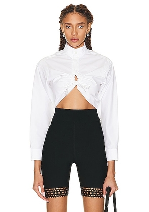 ALAÏA Cropped Shirt in Blanc - White. Size 36 (also in 38, 40, 42).