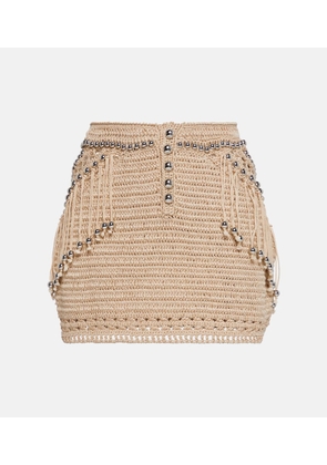 Rabanne Embellished cotton crochet-knit miniskirt