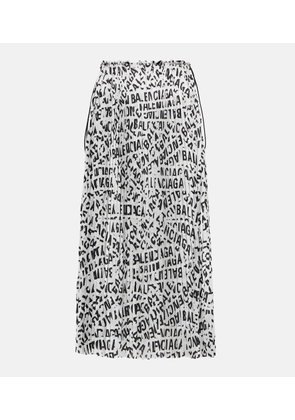 Balenciaga Logo pleated satin midi skirt