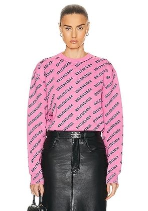 Balenciaga Cropped Sweater in Pink & Black - Pink. Size XS (also in ).