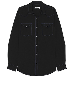 DOUBLE RAINBOUU West World Shirt in Black Contrast - Black. Size XL/1X (also in M).