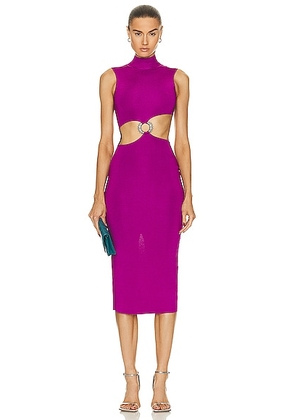 Roberto Cavalli Cut Out Turtleneck Dress in Purple - Purple. Size 42 (also in 40, 44).