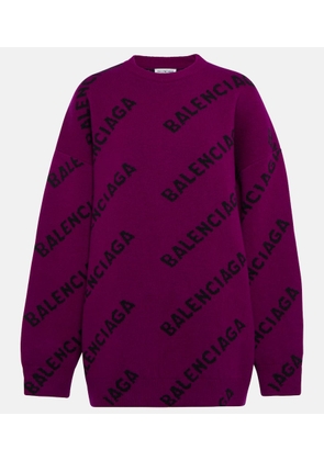 Balenciaga Logo intarsia wool sweater