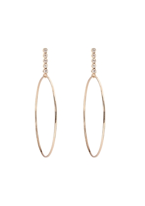 Sophie Ratner Large Five Diamond Drop Hoops Earring in Yellow Gold/Pave