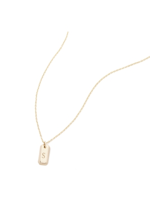 Sophie Ratner Engraved Initial Tag Necklace in Yellow Gold