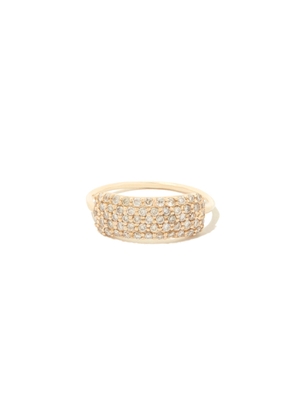 Sophie Ratner Diamond Studded Yellow-Gold Tag Ring in Yellow Gold, Size 4