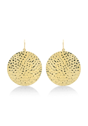 Jennifer Meyer Large Hammered Disk Earrings in Yellow Gold