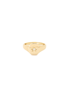 Bondeye Jewelry Josie Yellow-Gold Signet Ring in White Diamond, Size 3
